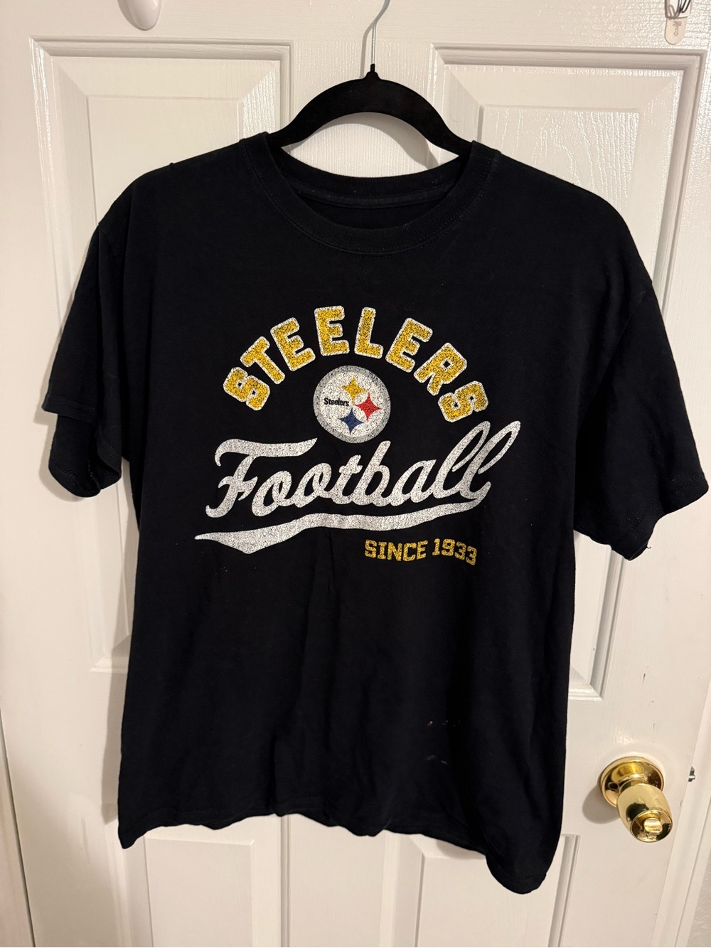 Team Apparel Black Steelers Football Tee with Gold and White Accents